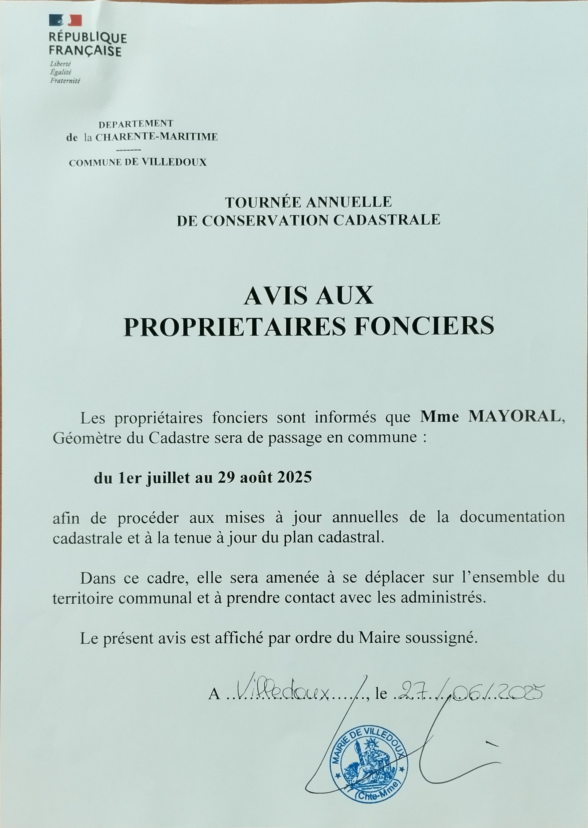 Avis de passage